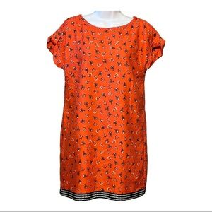 Tommy Hilfiger Anchor Print Shift Dress Orange Navy Medium Short Sleeve Nautical